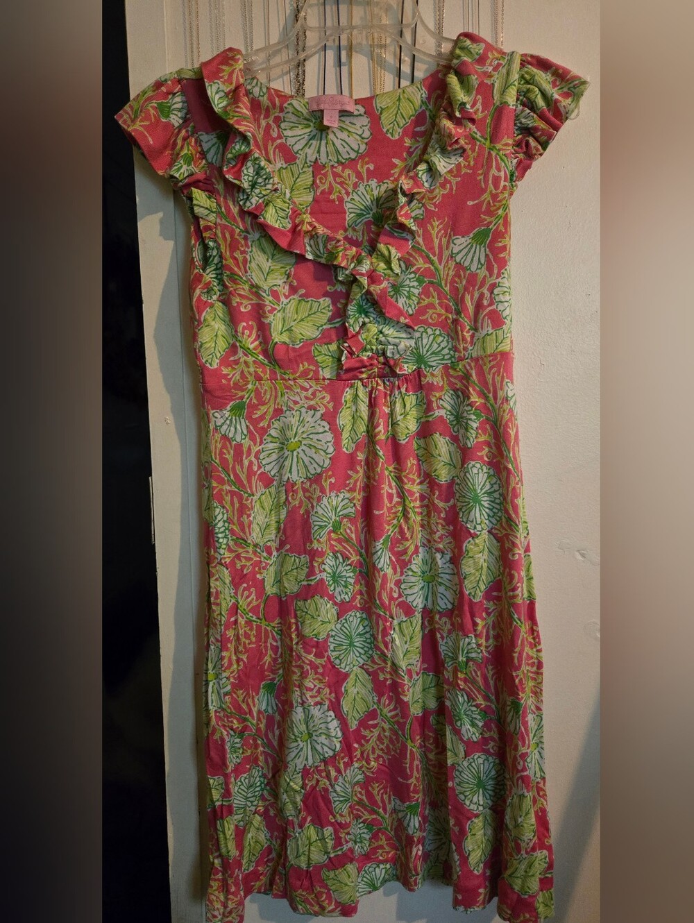 Lilly Pulitzer Pink Green Floral Dress, Sz Small